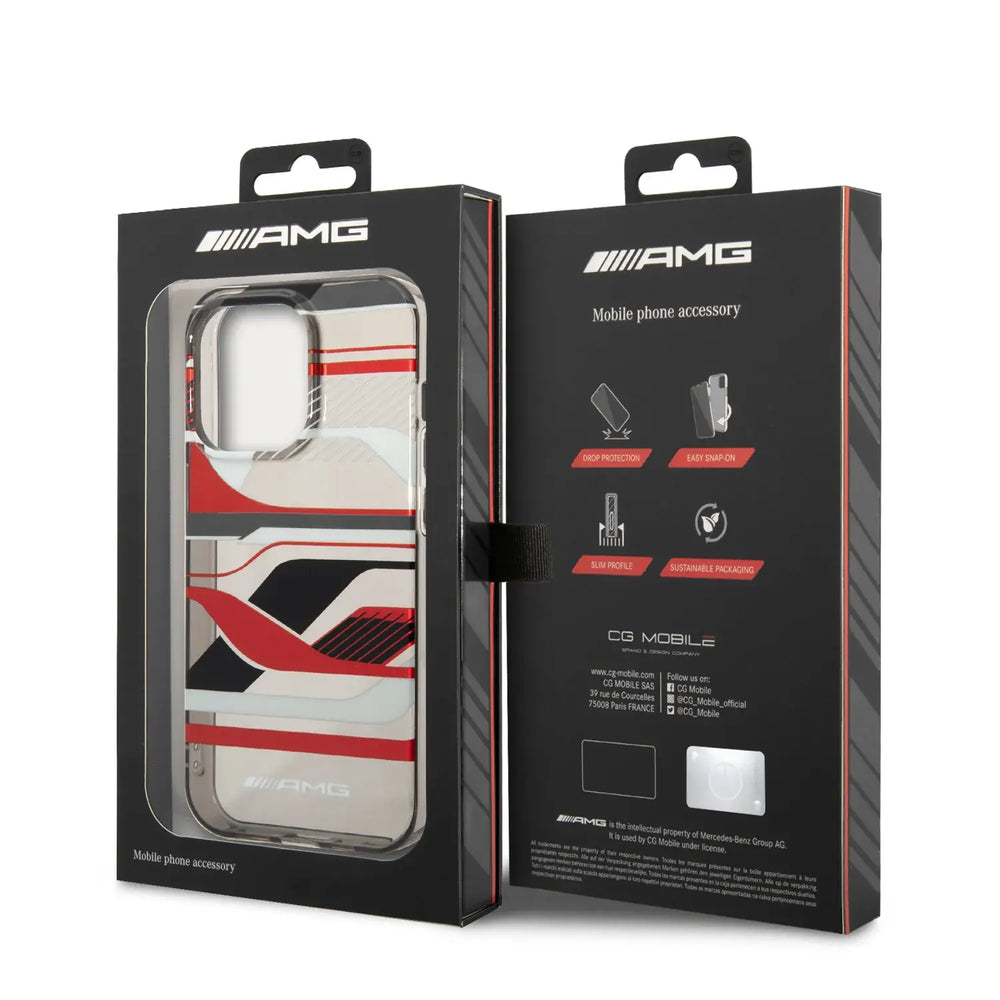 AMG iPhone 14 & 13 Backcover hoesje - Double Layer - Expressive Red Graphic Design - Transparant-Hoesjes-Ilumina Benelux