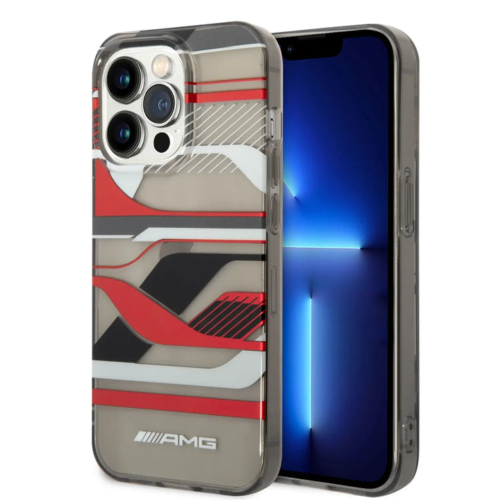 AMG iPhone 14 & 13 Backcover hoesje - Double Layer - Expressive Red Graphic Design - Transparant-Hoesjes-Ilumina Benelux