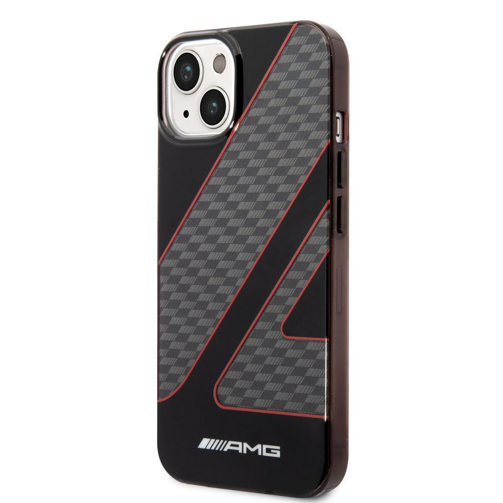 AMG iPhone 14 Plus & 15 Plus Backcover hoesje - Double Layer - Checkered Flag Pattern - Red - Zwart-Hoesjes-Ilumina Benelux