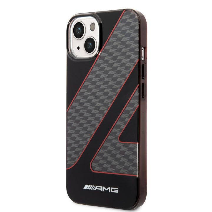 AMG iPhone 14 Plus & 15 Plus Backcover hoesje - Double Layer - Checkered Flag Pattern - Red - Zwart-Hoesjes-Ilumina Benelux