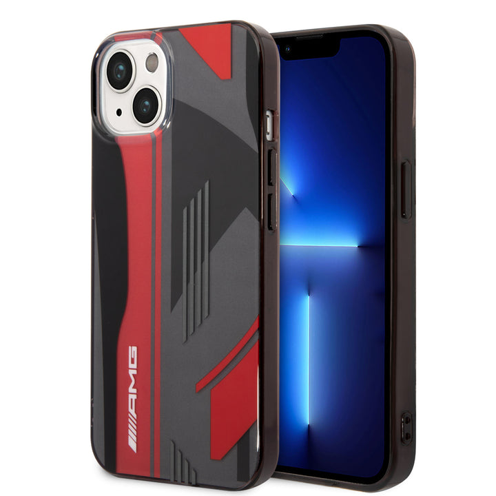 AMG iPhone 14 Plus & 15 Plus Backcover hoesje - Double Layer - Expressive Red Graphic Design - Zwart-Hoesjes-Ilumina Benelux