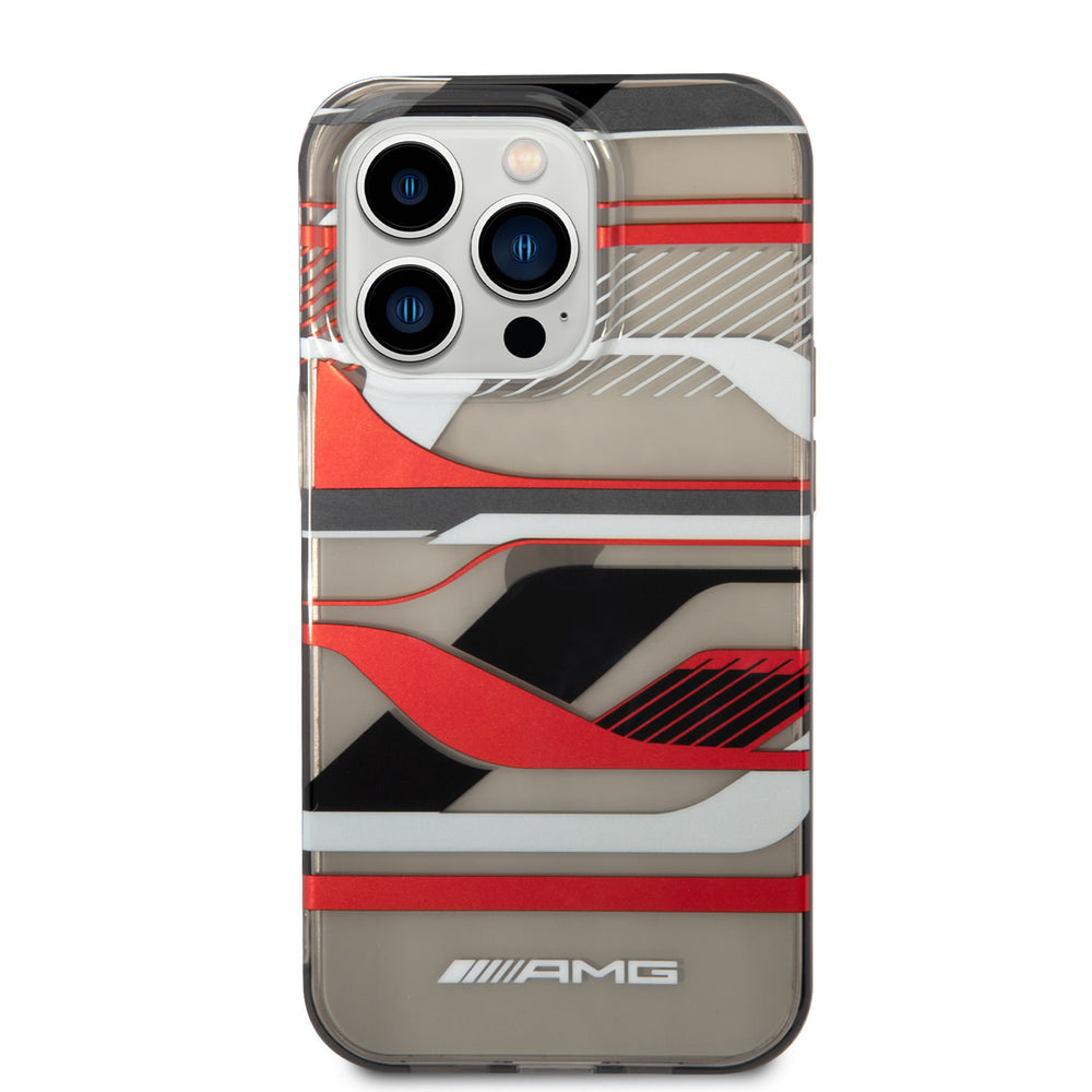 AMG iPhone 14 Pro Backcover hoesje - Double Layer - Expressive Red Graphic Design - Zwart-Hoesjes-Ilumina Benelux