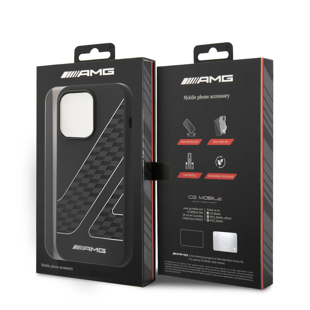 AMG iPhone 14 Pro Max Backcover hoesje - Double Layer - Checkered Flag Pattern - Zwart-Hoesjes-Ilumina Benelux
