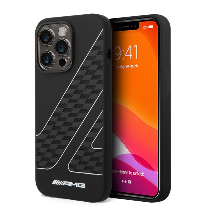 AMG iPhone 14 Pro Max Backcover hoesje - Double Layer - Checkered Flag Pattern - Zwart-Hoesjes-Ilumina Benelux
