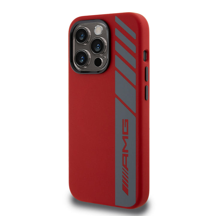 AMG iPhone 15 Pro Backcover hoesje - Magsafe - Vertical Grey Logo - Rood-Hoesjes-Ilumina Benelux