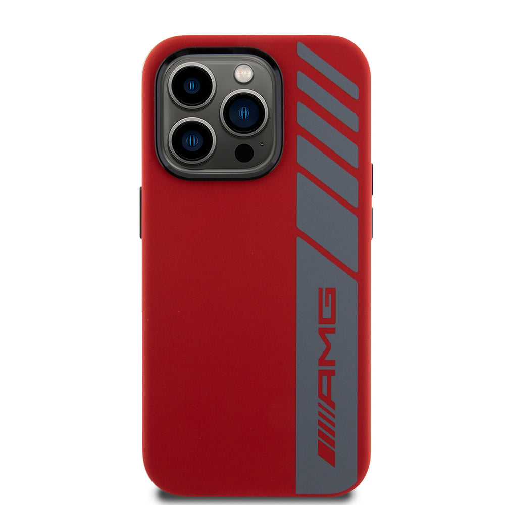 AMG iPhone 15 Pro Backcover hoesje - Magsafe - Vertical Grey Logo - Rood-Hoesjes-Ilumina Benelux