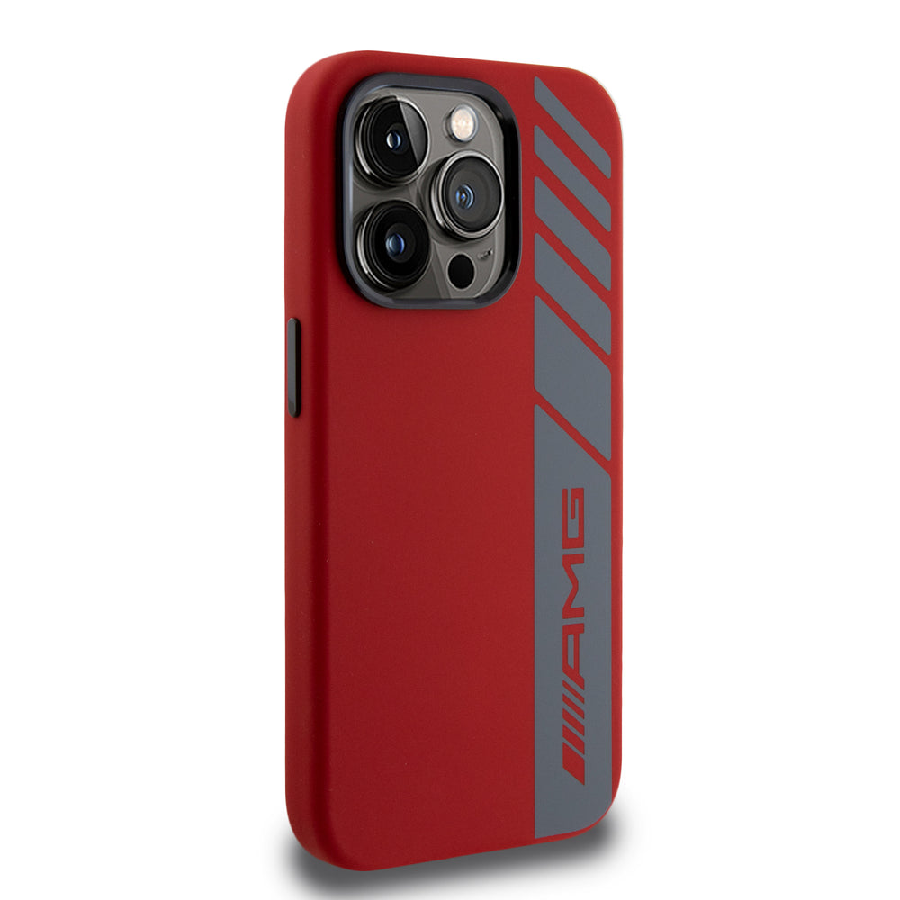 AMG iPhone 15 Pro Backcover hoesje - Magsafe - Vertical Grey Logo - Rood-Hoesjes-Ilumina Benelux