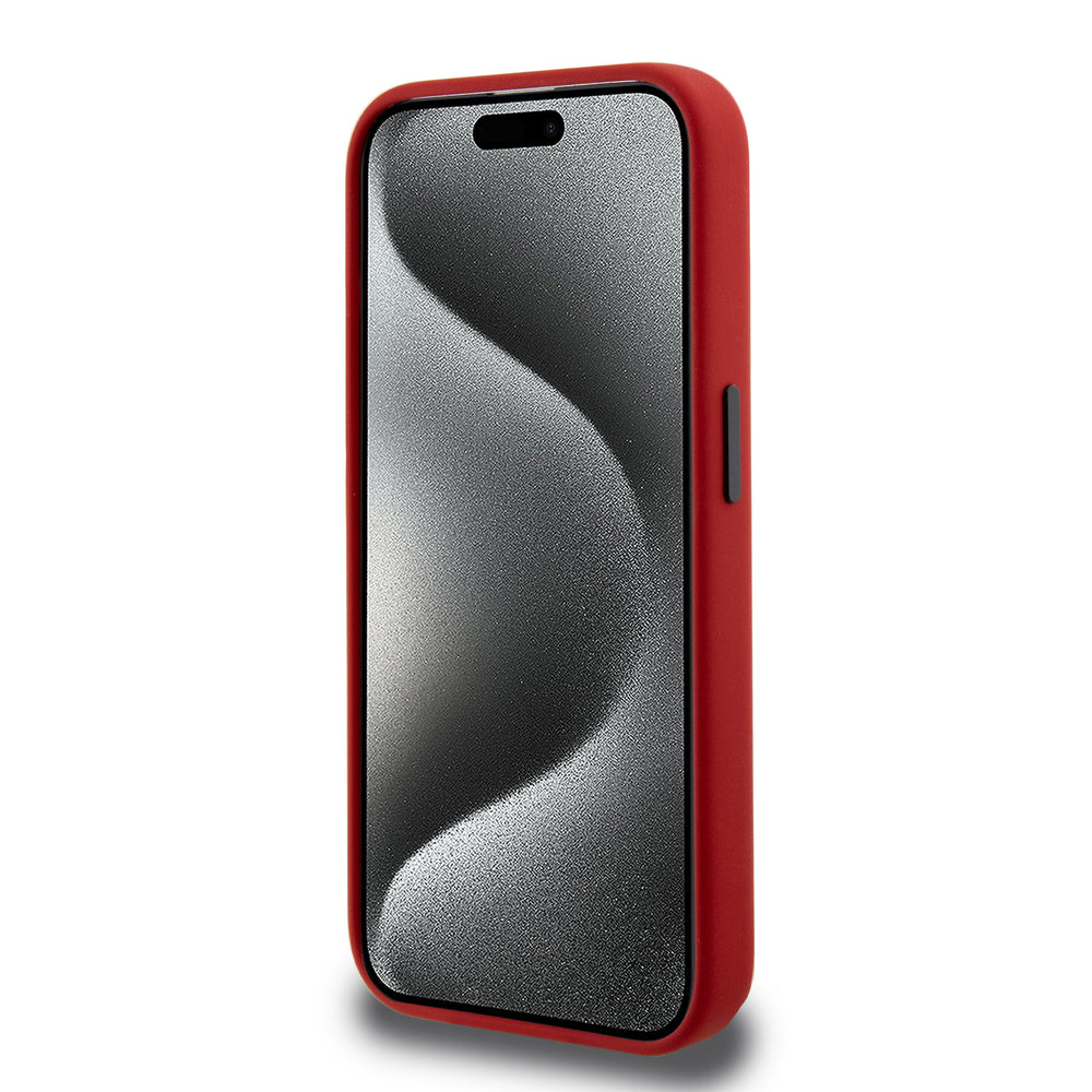 AMG iPhone 15 Pro Backcover hoesje - Magsafe - Vertical Grey Logo - Rood-Hoesjes-Ilumina Benelux