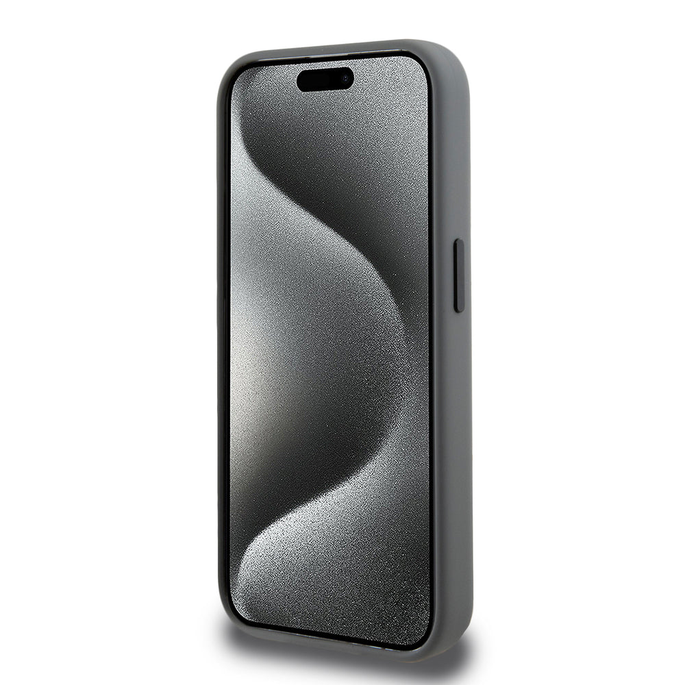 AMG iPhone 15 Pro Backcover hoesje - Magsafe - Vertical Red Logo - Grijs-Hoesjes-Ilumina Benelux