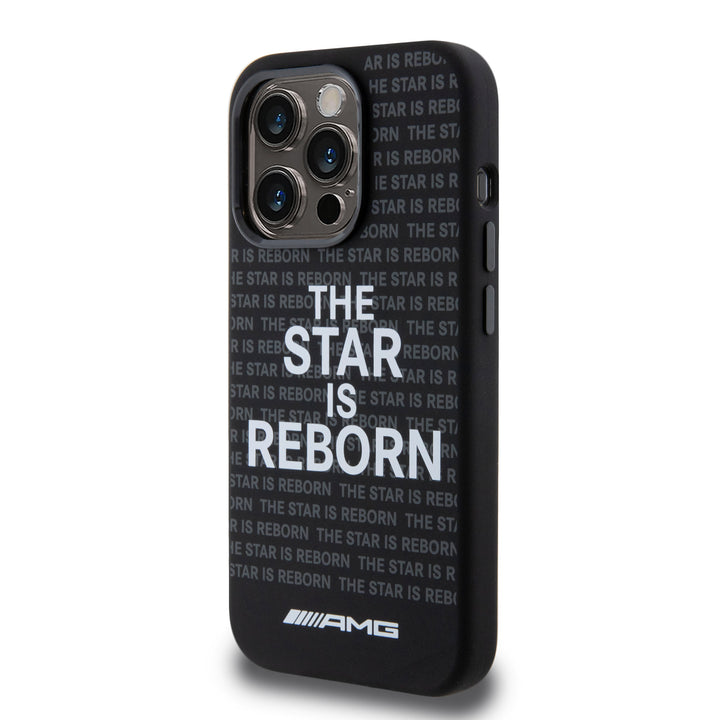 AMG iPhone 15 Pro Backcover hoesje - The Star Is Reborn Logo - Zwart-Hoesjes-Ilumina Benelux