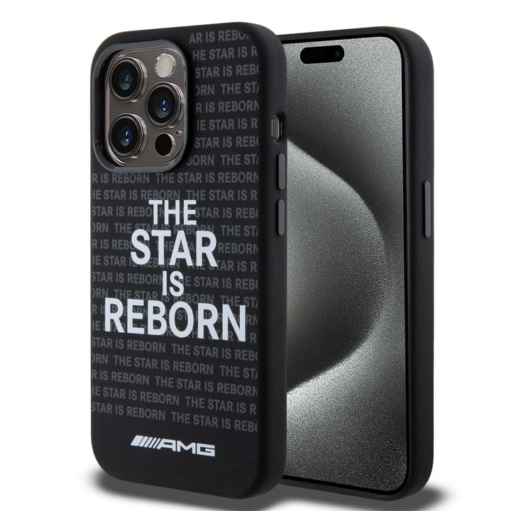 AMG iPhone 15 Pro Backcover hoesje - The Star Is Reborn Logo - Zwart-Hoesjes-Ilumina Benelux