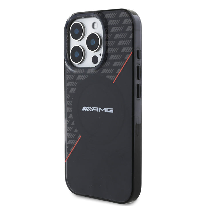 AMG iPhone 16 Pro Backcover hoesje - Magsafe - Double Layer - Red Line - Zwart-Hoesjes-Ilumina Benelux
