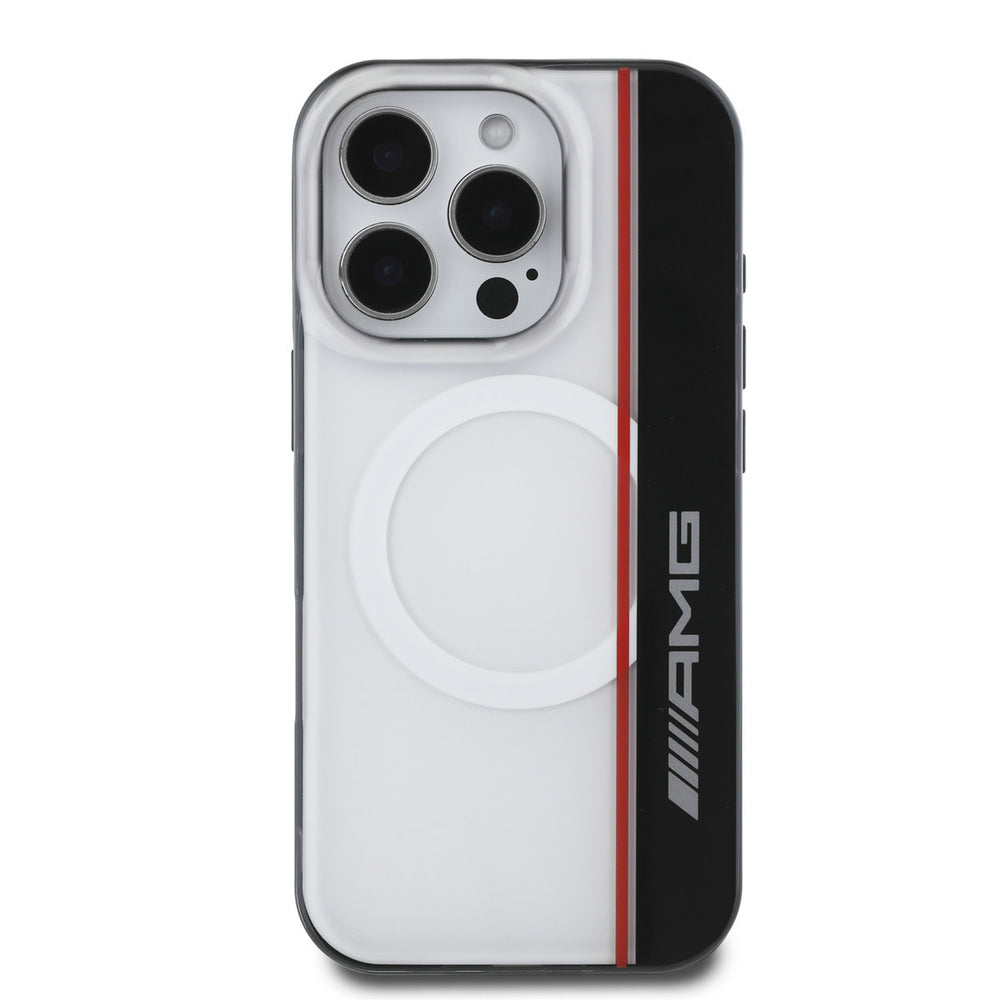 AMG iPhone 16 Pro Backcover hoesje - Magsafe - Double Layer - Red Line - Zwart-Hoesjes-Ilumina Benelux