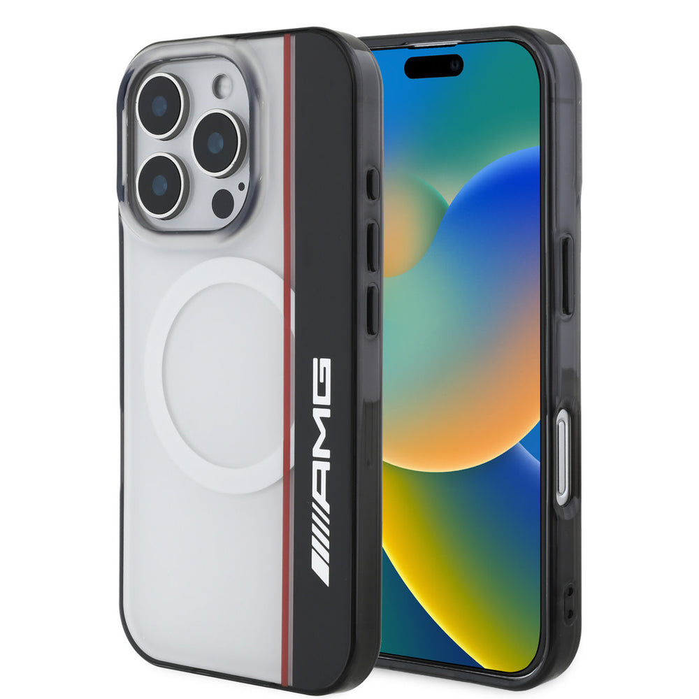AMG iPhone 16 Pro Backcover hoesje - Magsafe - Double Layer - Red Line - Zwart-Hoesjes-Ilumina Benelux