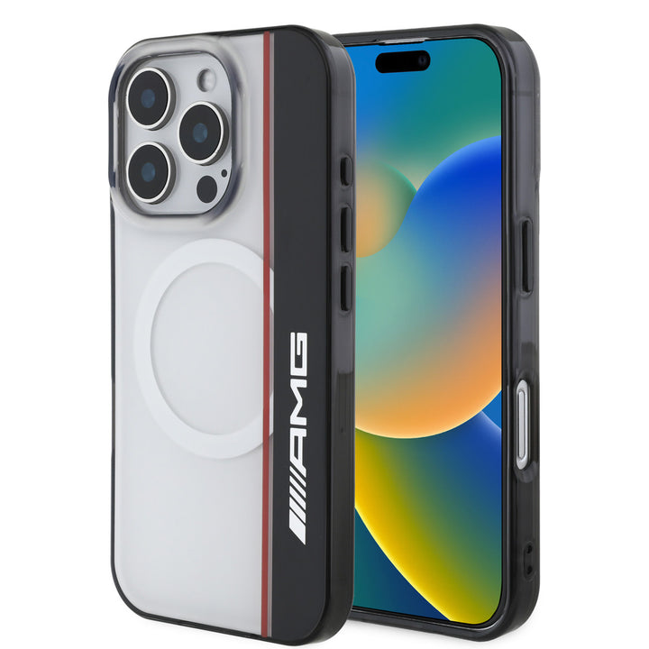 AMG iPhone 16 Pro Backcover hoesje - Magsafe - Double Layer - Red Line - Zwart-Hoesjes-Ilumina Benelux