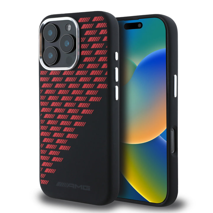 AMG iPhone 16 Pro Max Backcover hoesje - Magsafe - Silicone Rhombs - Zwart-Hoesjes-Ilumina Benelux