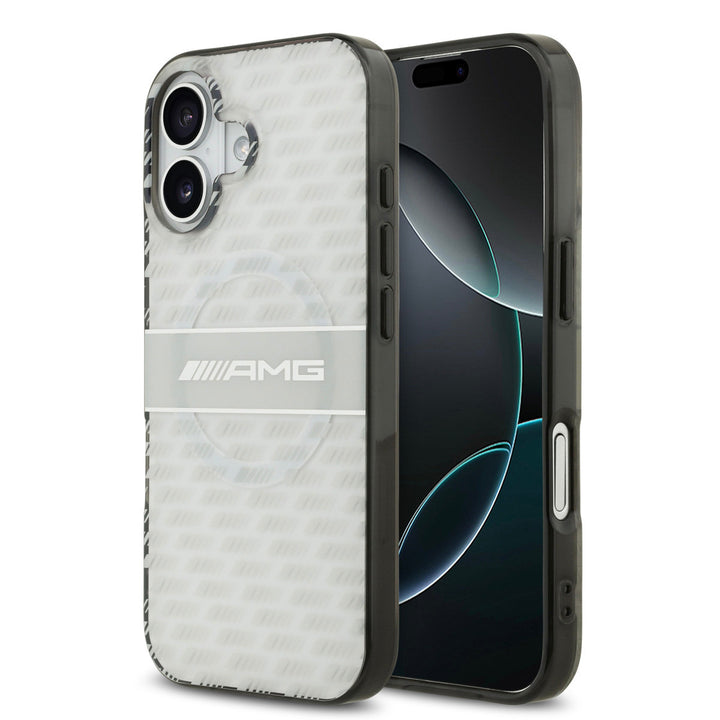 AMG iPhone 17 Backcover hoesje - Magsafe - Double Layer - Transparent Rhombs Repeat - Wit-Hoesjes-Ilumina Benelux