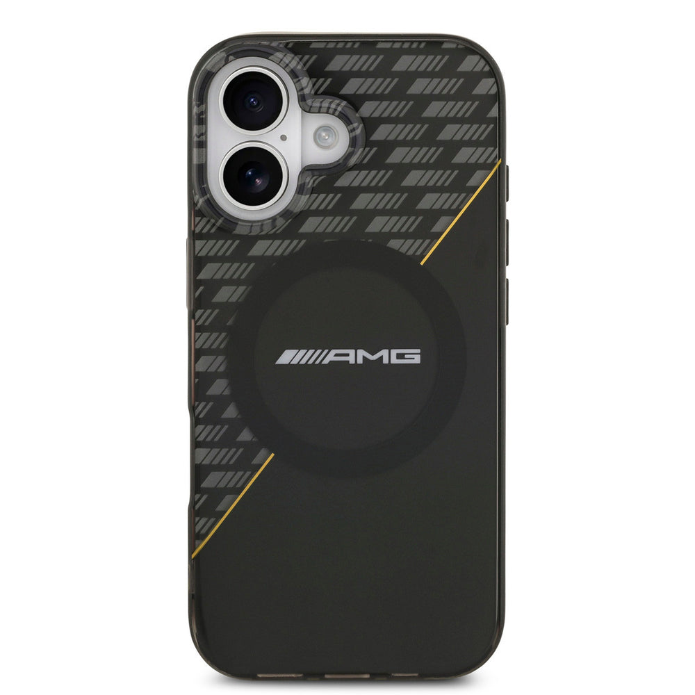 AMG iPhone 17 Backcover hoesje - Magsafe - Double Layer - Yellow Line - Zwart-Hoesjes-Ilumina Benelux