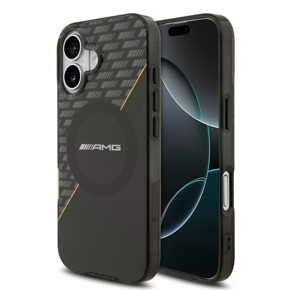 AMG iPhone 17 Backcover hoesje - Magsafe - Double Layer - Yellow Line - Zwart-Hoesjes-Ilumina Benelux