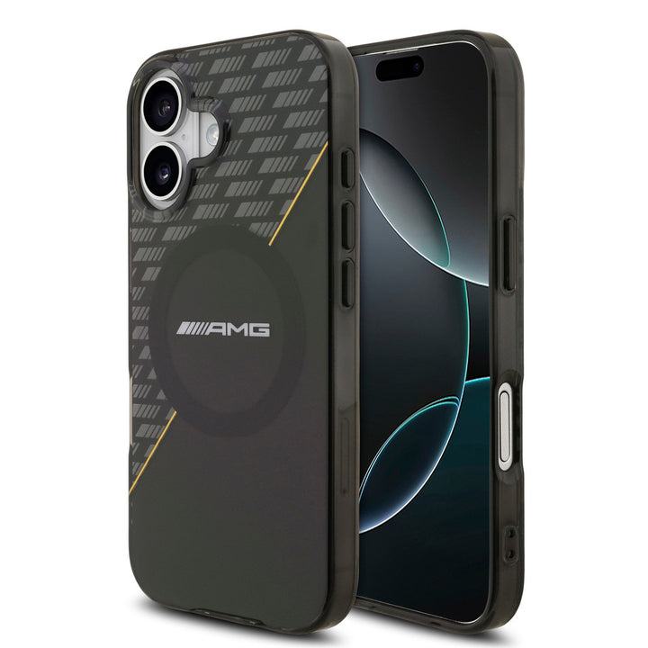 AMG iPhone 17 Backcover hoesje - Magsafe - Double Layer - Yellow Line - Zwart-Hoesjes-Ilumina Benelux