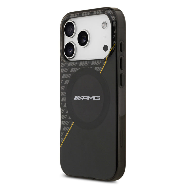 AMG iPhone 17 Pro Backcover hoesje - Magsafe - Double Layer - Yellow Line - Zwart-Hoesjes-Ilumina Benelux