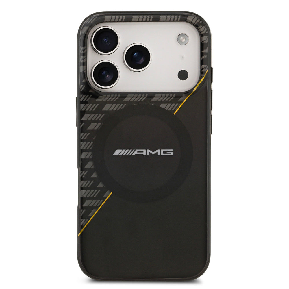 AMG iPhone 17 Pro Backcover hoesje - Magsafe - Double Layer - Yellow Line - Zwart-Hoesjes-Ilumina Benelux