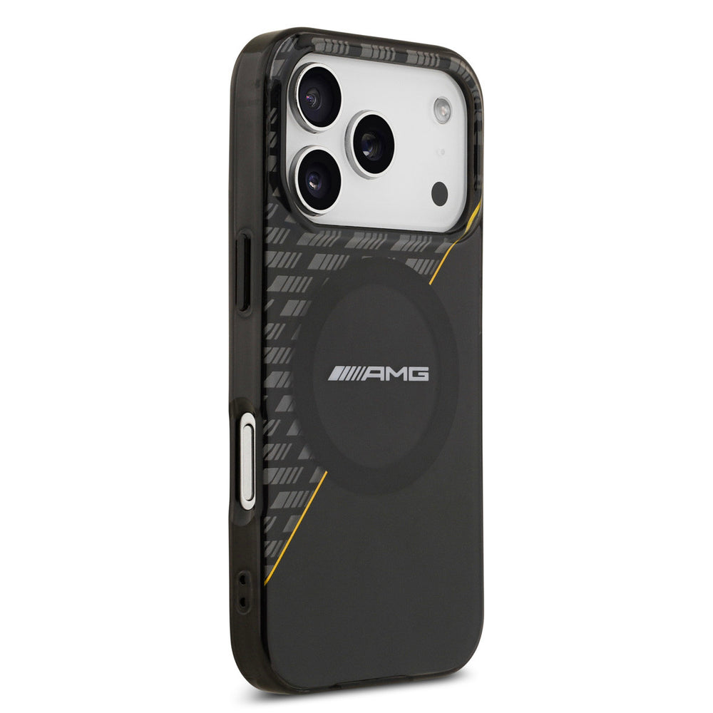 AMG iPhone 17 Pro Backcover hoesje - Magsafe - Double Layer - Yellow Line - Zwart-Hoesjes-Ilumina Benelux