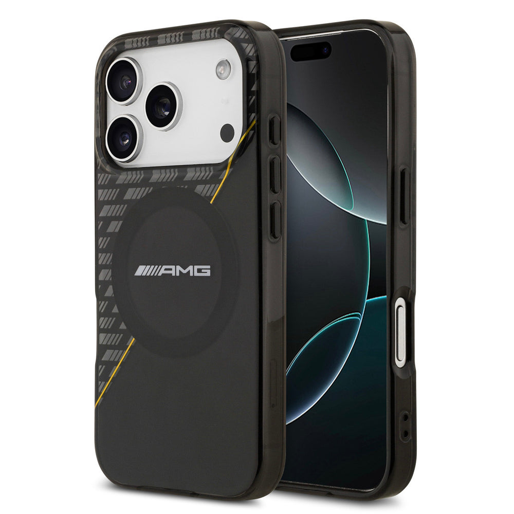 AMG iPhone 17 Pro Backcover hoesje - Magsafe - Double Layer - Yellow Line - Zwart-Hoesjes-Ilumina Benelux