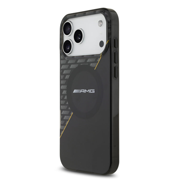 AMG iPhone 17 Pro Max Backcover hoesje - Magsafe - Double Layer - Yellow Line - Zwart-Hoesjes-Ilumina Benelux