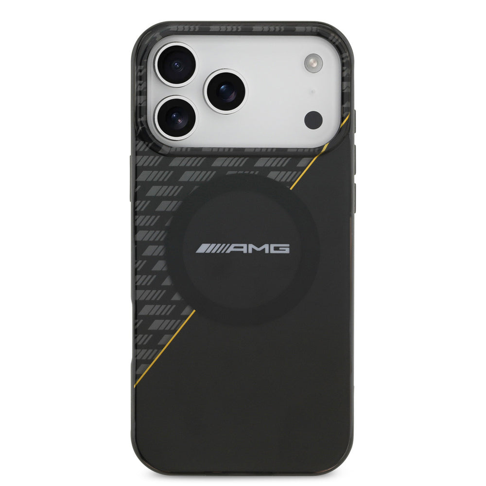 AMG iPhone 17 Pro Max Backcover hoesje - Magsafe - Double Layer - Yellow Line - Zwart-Hoesjes-Ilumina Benelux