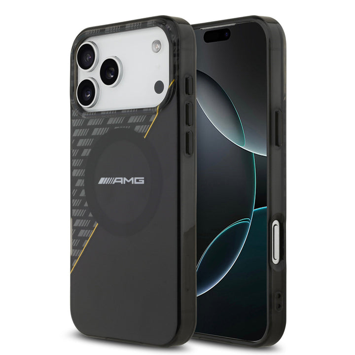 AMG iPhone 17 Pro Max Backcover hoesje - Magsafe - Double Layer - Yellow Line - Zwart-Hoesjes-Ilumina Benelux