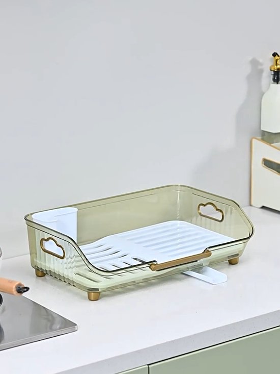 Afdruiprek met bestekhouder – Velox Goods VL-527 vaatwasrek – Met lekbak & plateaustandaard – Voor borden en schalen – Zwart-Ilumina Benelux