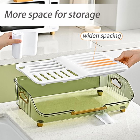 Afdruiprek met bestekhouder – Velox Goods VL-527 vaatwasrek – Met lekbak & plateaustandaard – Voor borden en schalen – Zwart-Ilumina Benelux