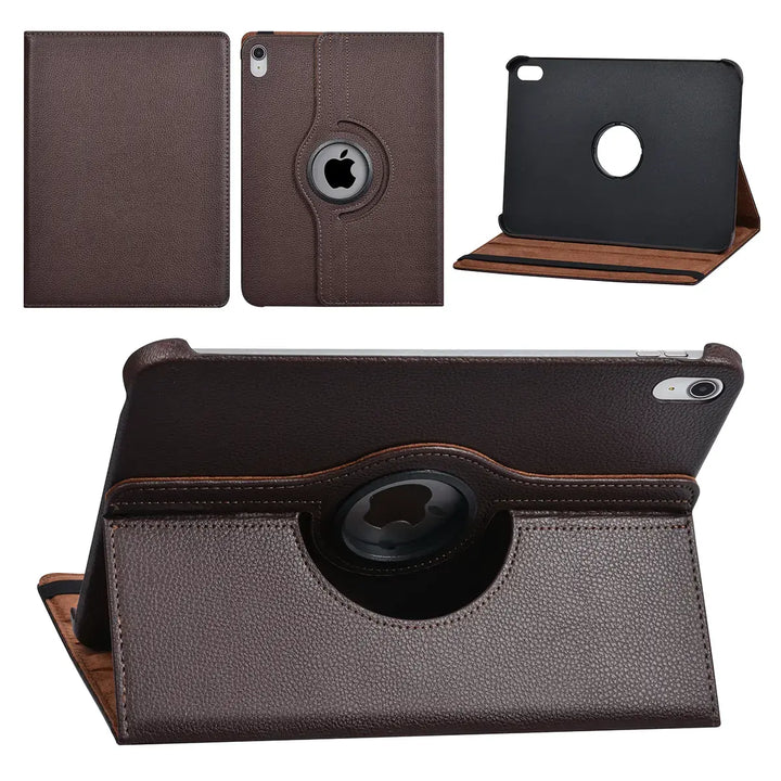 iPad 10.9 (2022) / iPad 11 2025 A16 / iPad 12 2026 A19 Book Case Tablet hoesje - 360 Graden Draaibaar - Bruin-Tablethoesjes-Ilumina Benelux