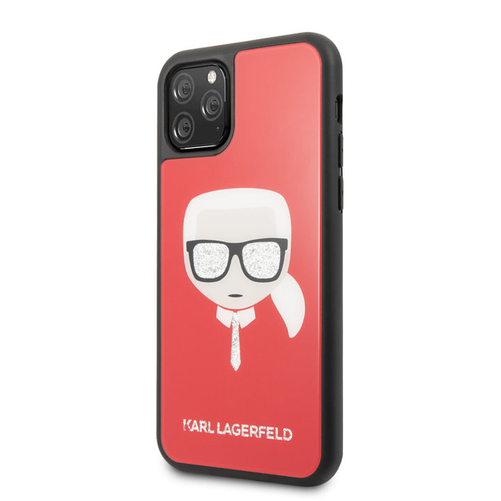 Apple iPhone 11 Pro Rood Karl Lagerfeld Backcover hoesje Glitter - Double Layers - KLHCN58DLHRE-Hoesjes-Ilumina Benelux
