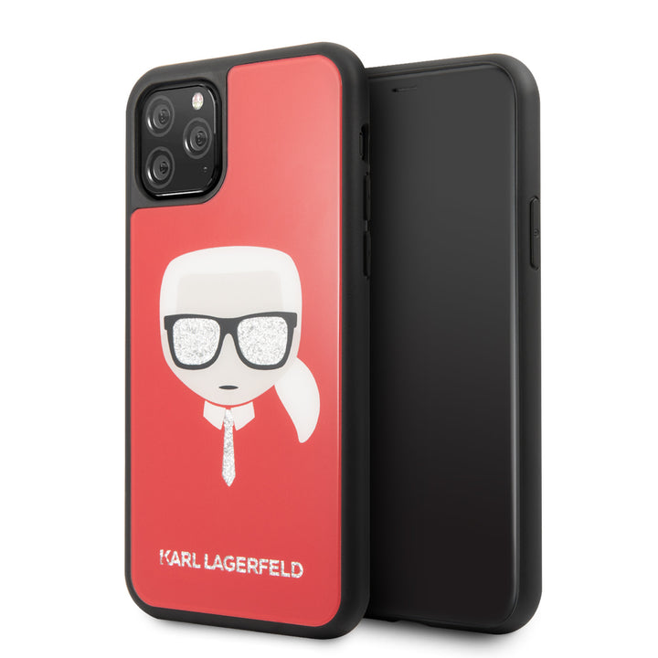 Apple iPhone 11 Pro Rood Karl Lagerfeld Backcover hoesje Glitter - Double Layers - KLHCN58DLHRE-Hoesjes-Ilumina Benelux