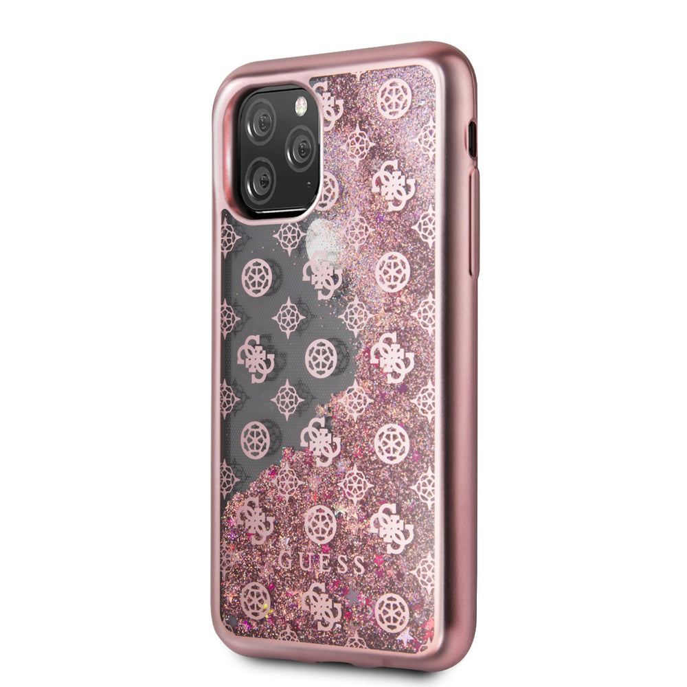 Apple iPhone 11 Pro Rose Gold Guess Backcover hoesje Glitter - 4G Peony - GUHCN58PEOLGPI-Hoesjes-Ilumina Benelux