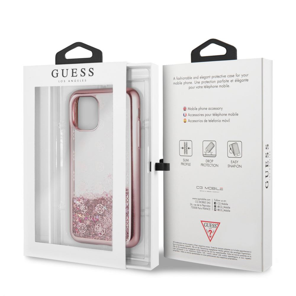 Apple iPhone 11 Pro Rose Gold Guess Backcover hoesje Glitter - 4G Peony - GUHCN58PEOLGPI-Hoesjes-Ilumina Benelux