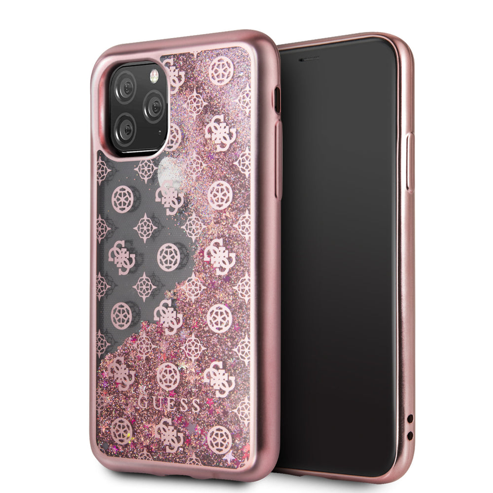 Apple iPhone 11 Pro Rose Gold Guess Backcover hoesje Glitter - 4G Peony - GUHCN58PEOLGPI-Hoesjes-Ilumina Benelux