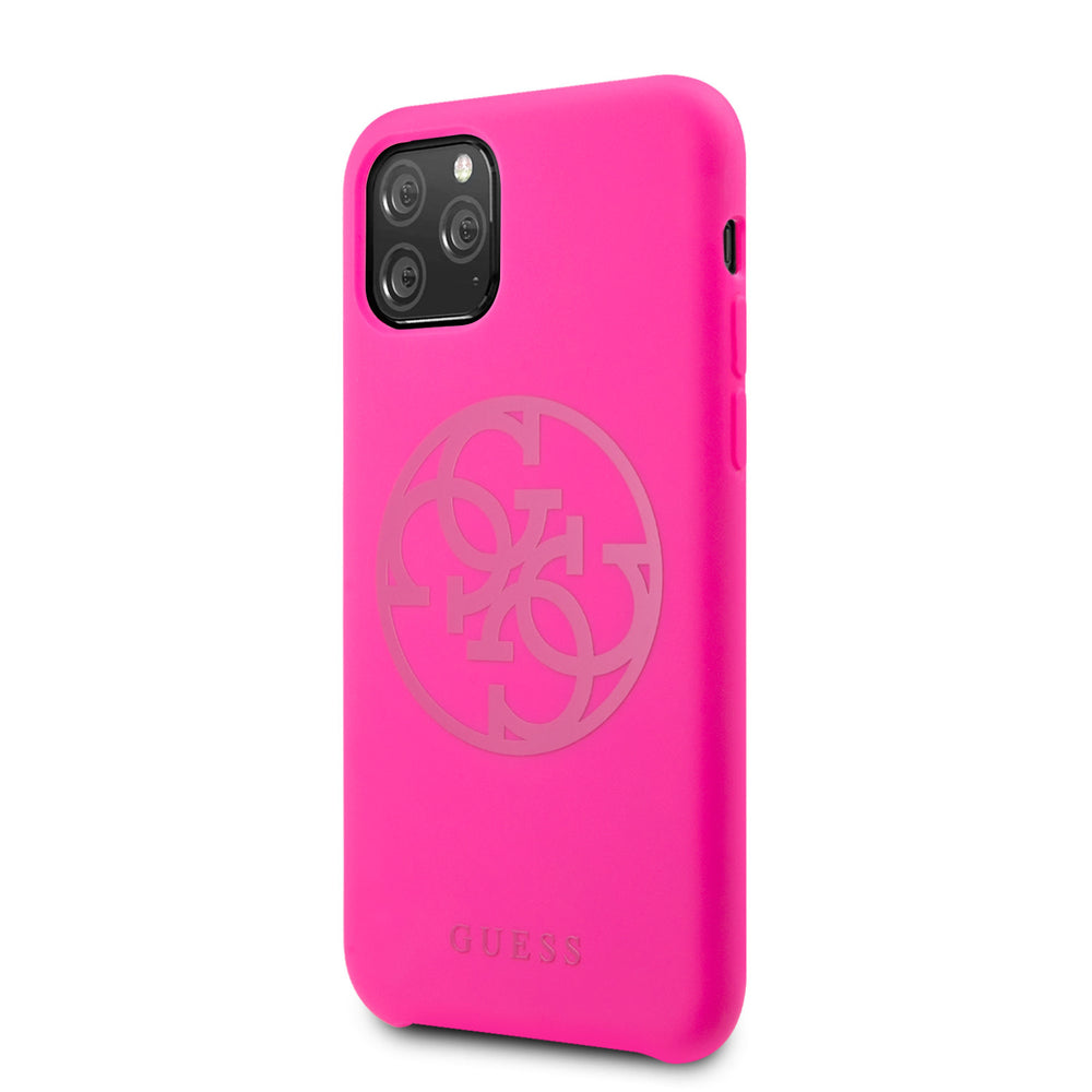 Apple iPhone 11 Pro Roze Guess Backcover hoesje Silicon - Logo - GUHCN58LS4GFU-Hoesjes-Ilumina Benelux