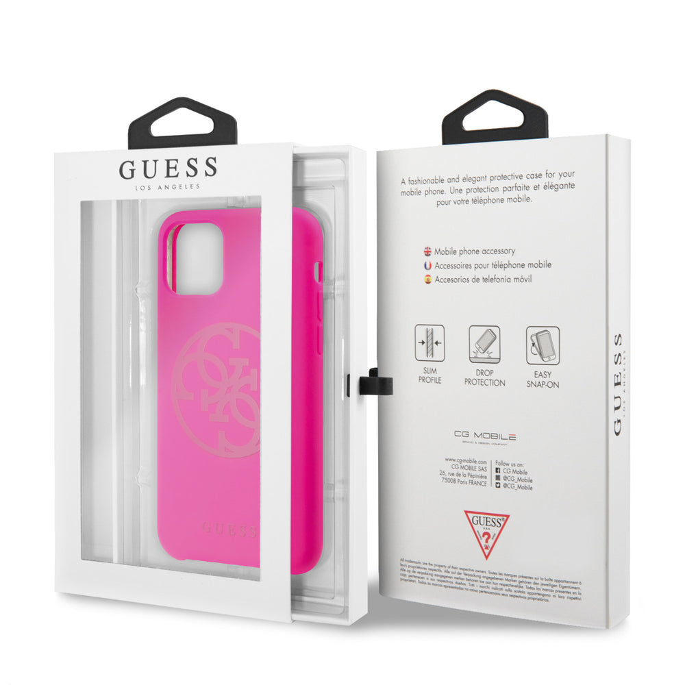 Apple iPhone 11 Pro Roze Guess Backcover hoesje Silicon - Logo - GUHCN58LS4GFU-Hoesjes-Ilumina Benelux