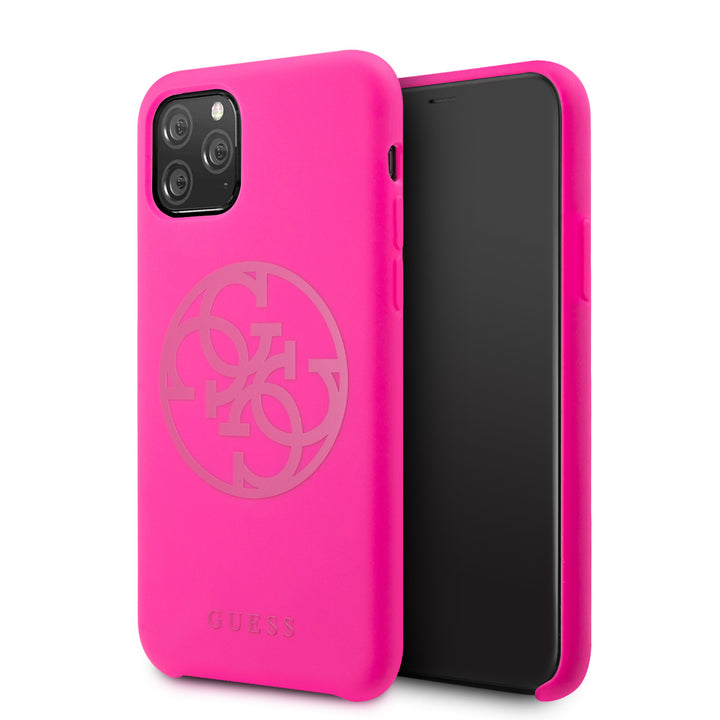 Apple iPhone 11 Pro Roze Guess Backcover hoesje Silicon - Logo - GUHCN58LS4GFU-Hoesjes-Ilumina Benelux