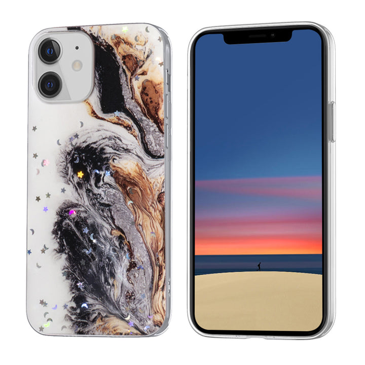 Apple iPhone 12 Mini TPU Backcover - Mix Donker Glitter Print-Hoesjes-Ilumina Benelux
