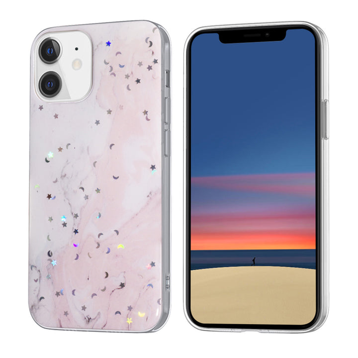 Apple iPhone 12 Mini TPU Backcover - Roze Glitter Print-Hoesjes-Ilumina Benelux