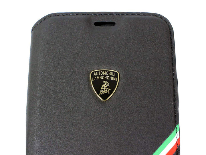 Apple iPhone X-Xs Alcantara Zwart Lamborghini book type hoesje - Genuine Leather - Echt leer-Hoesjes-Ilumina Benelux