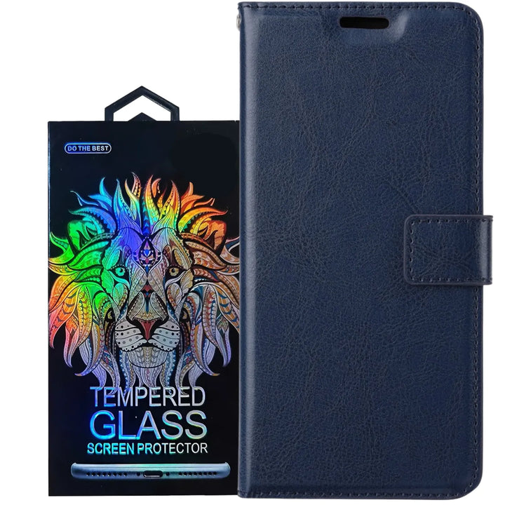 iPhone 14 Pro Hoesjes – Portemonnee Book Case – Pasjeshouder – 2x Screenprotector Gehard Glas – Blauw-Ilumina Benelux