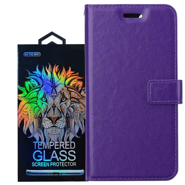 Samsung Galaxy A72 Hoesjes – Portemonnee Hoes – 2 Pack Screenprotector – Magneetsluiting – Paars-Ilumina Benelux