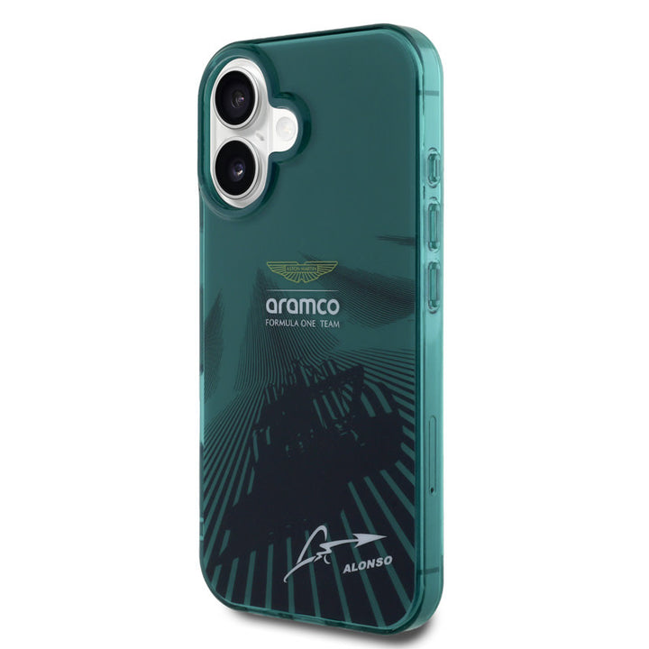 Aston Martin iPhone 16 Backcover hoesje - IML F1 Car - Alonso Signature - Groen-Hoesjes-Ilumina Benelux