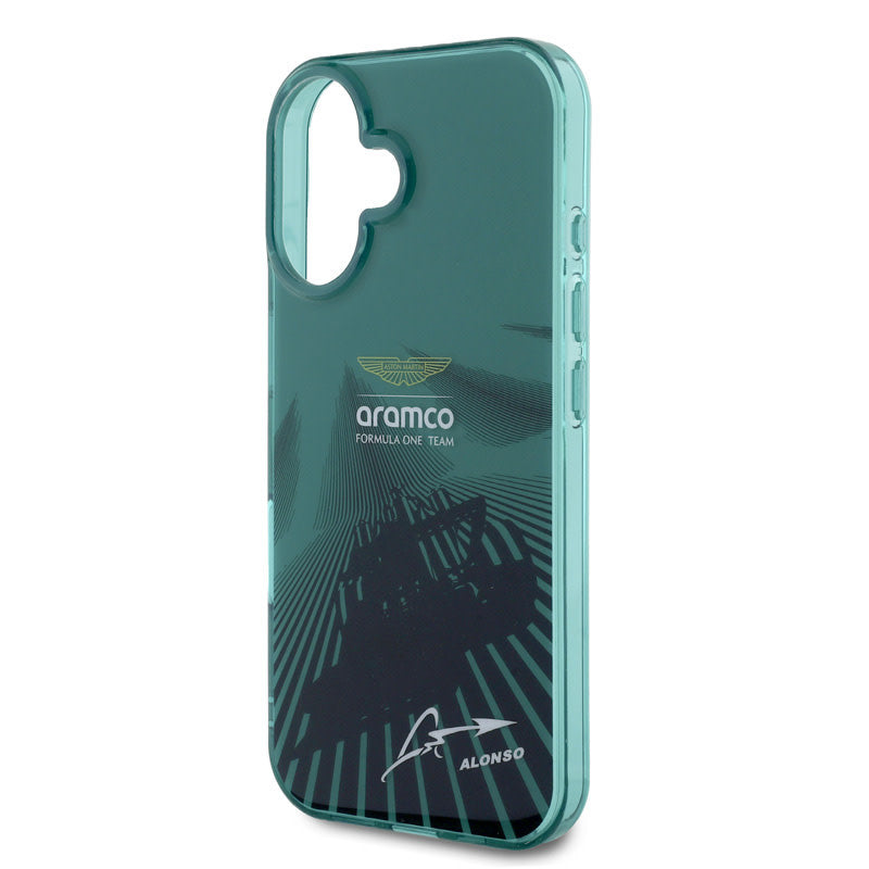 Aston Martin iPhone 16 Backcover hoesje - IML F1 Car - Alonso Signature - Groen-Hoesjes-Ilumina Benelux