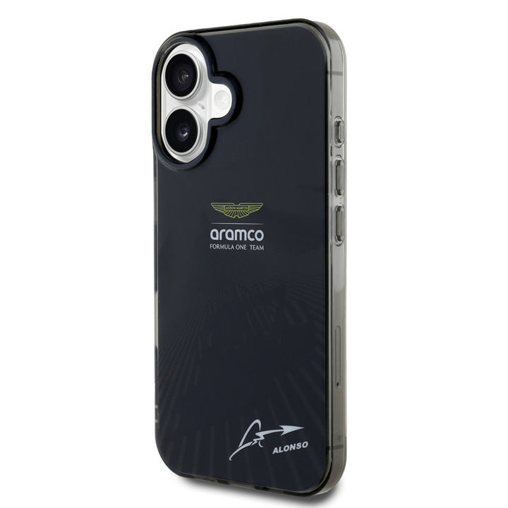 Aston Martin iPhone 16 Backcover hoesje - IML F1 Car - Alonso Signature - Zwart-Hoesjes-Ilumina Benelux